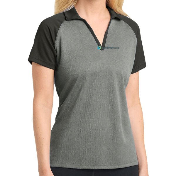   - Ladies PosiCharge ® RacerMesh ® Raglan Heather Block Polo Thumbnail