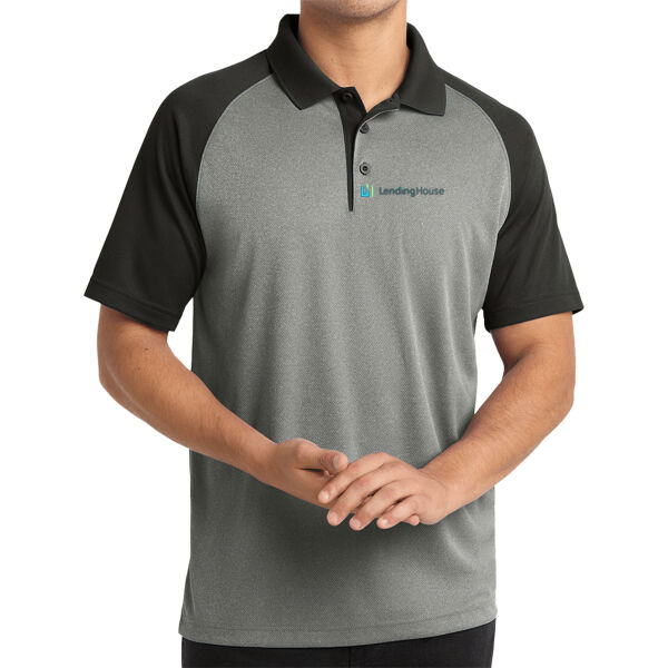   - PosiCharge ® RacerMesh ® Raglan Heather Block Polo Thumbnail